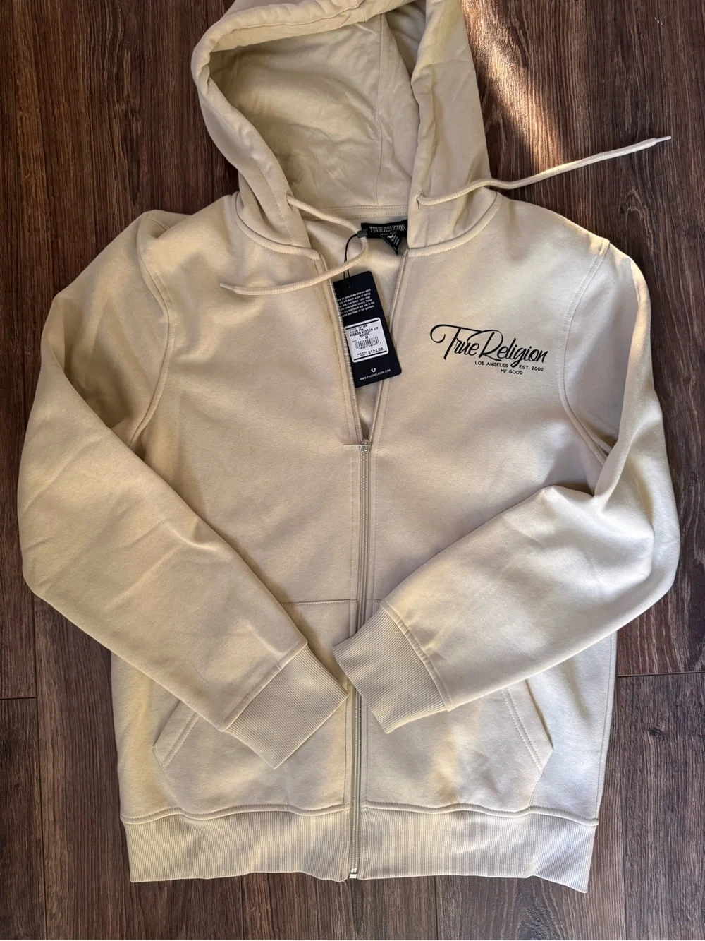 NWTTrue Religion Men's Cream Zip-Up Hoodie M